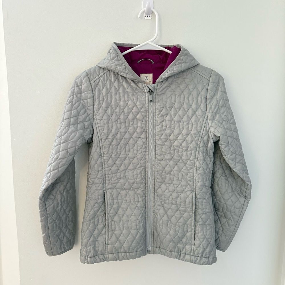 Lands’ End Kids Quilted Jacket Coat Gray M 10-12